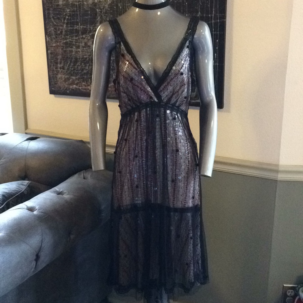 Designer Jorando Sequins W/ Mesh Overlay Dress - image 1